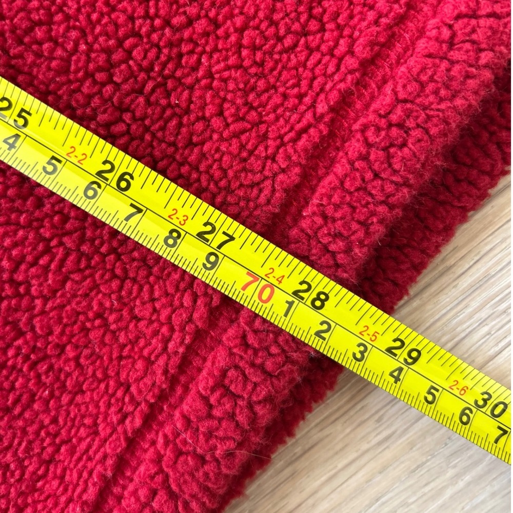 Tommy Jeans Mens XXL Red Quarter Zip Sherpa Fleece Pullover Elbow Patches 0677 - Picture 7 of 9